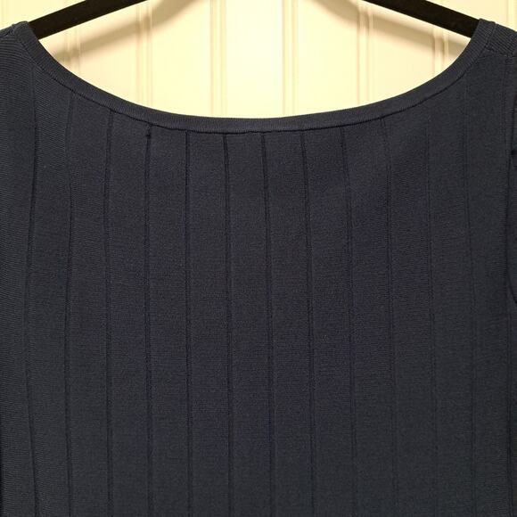 Jason Wu Collection Dress Womens S Navy Blue Ribbed Pleated Half Sleeve Pullover - Picture 10 of 16